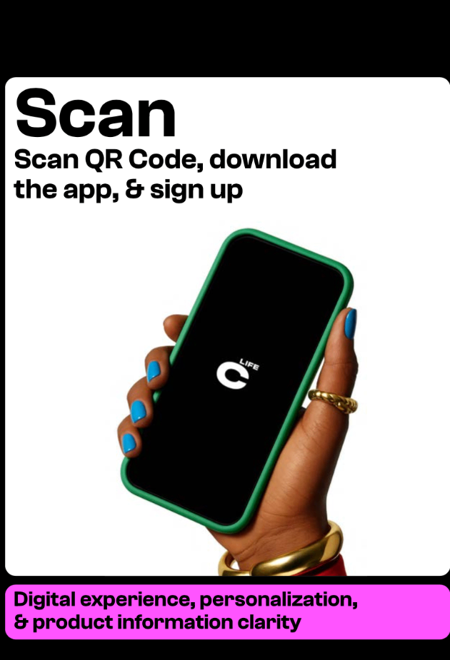 Scan — Scan QR code, download the app and sign up
